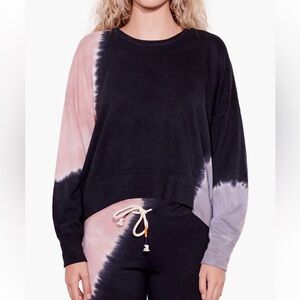 Sundry Oversized Tie Dye Sweatshirt in Terracotta/Charcoal Size 1 (fits a 2-4)